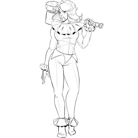 Harley Quinn Fullbody Lineart - Nyemuul